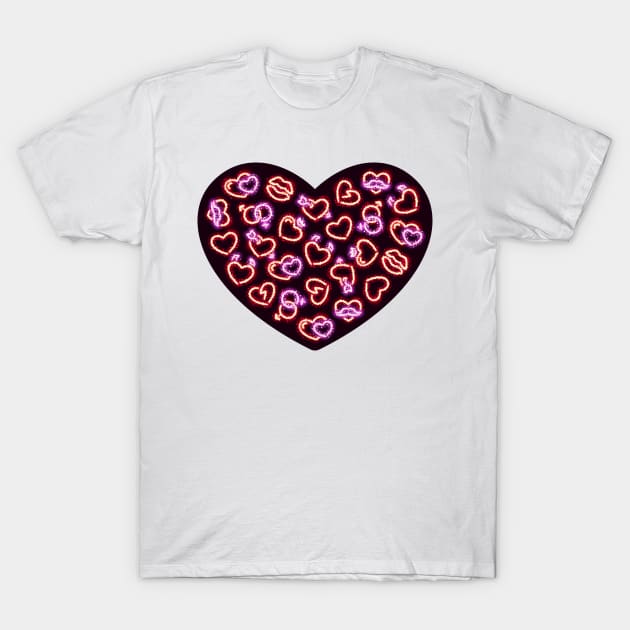 Glowing Glitter Hearts Seamless Background T-Shirt by Voysla